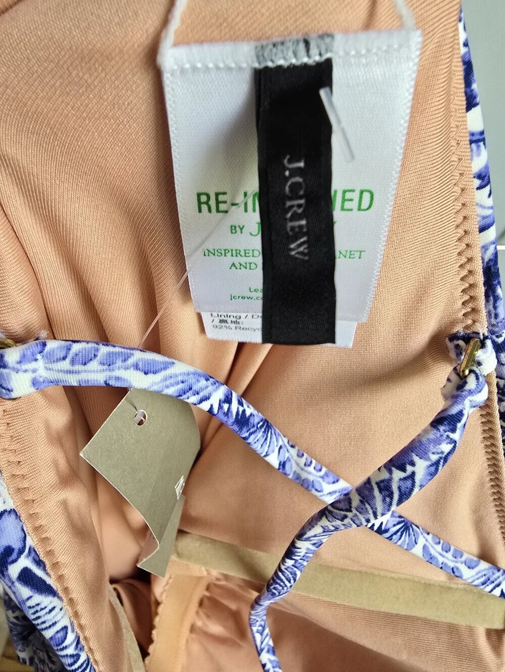 J. Crew NEW Blue Dandelion Swirl Ruched Sweetheart One Piece Swimsuit SZ 12 Chic